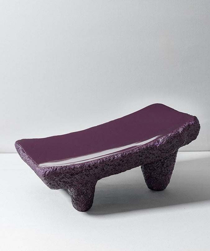 Volcanic Rock | Purple textured Metate slabs made from Basalt volcanic rock on a white background