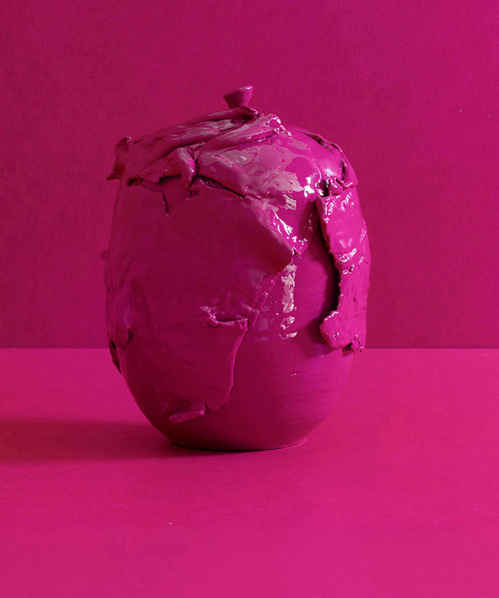 Wabi Sabi | Vintage ceramic object with strips of draped clay coated in a custom high gloss urethane-based paint.