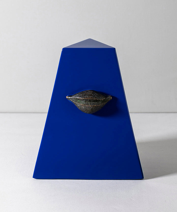 French Kiss | Cast bronze lips set in commissioned metal pyramid.