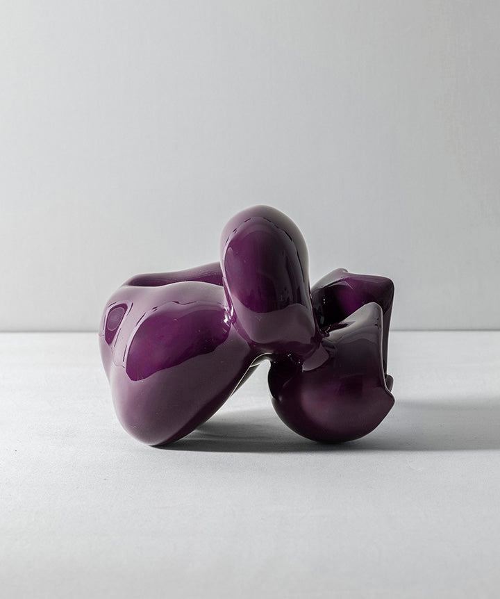 French Full Bodied | Terracotta vase with a bulbous silhouette coated in a custom high gloss urethane-based paint. 