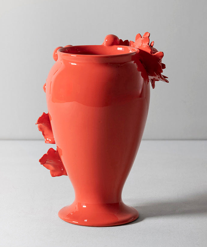 Jagged Flowers | Vintage porcelain vase with protruding jagged flowers coated in a custom high gloss urethane-based paint. 