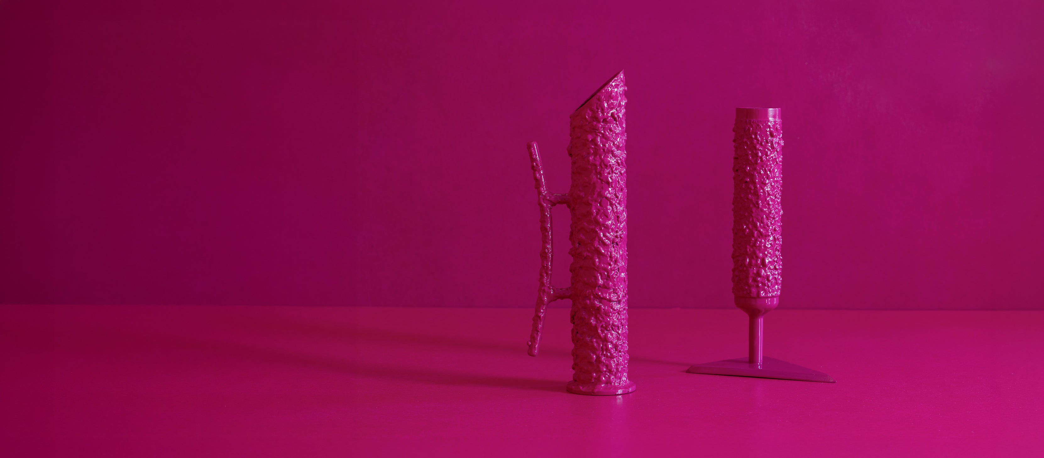 Sculptural vases redefined through custom color and handcraft—repurposed forms designed to stand alone or elevate floral arrangements with presence and intention.