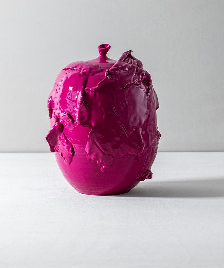 Wabi Sabi | Vintage ceramic object with strips of draped clay coated in a custom high gloss urethane-based paint. 